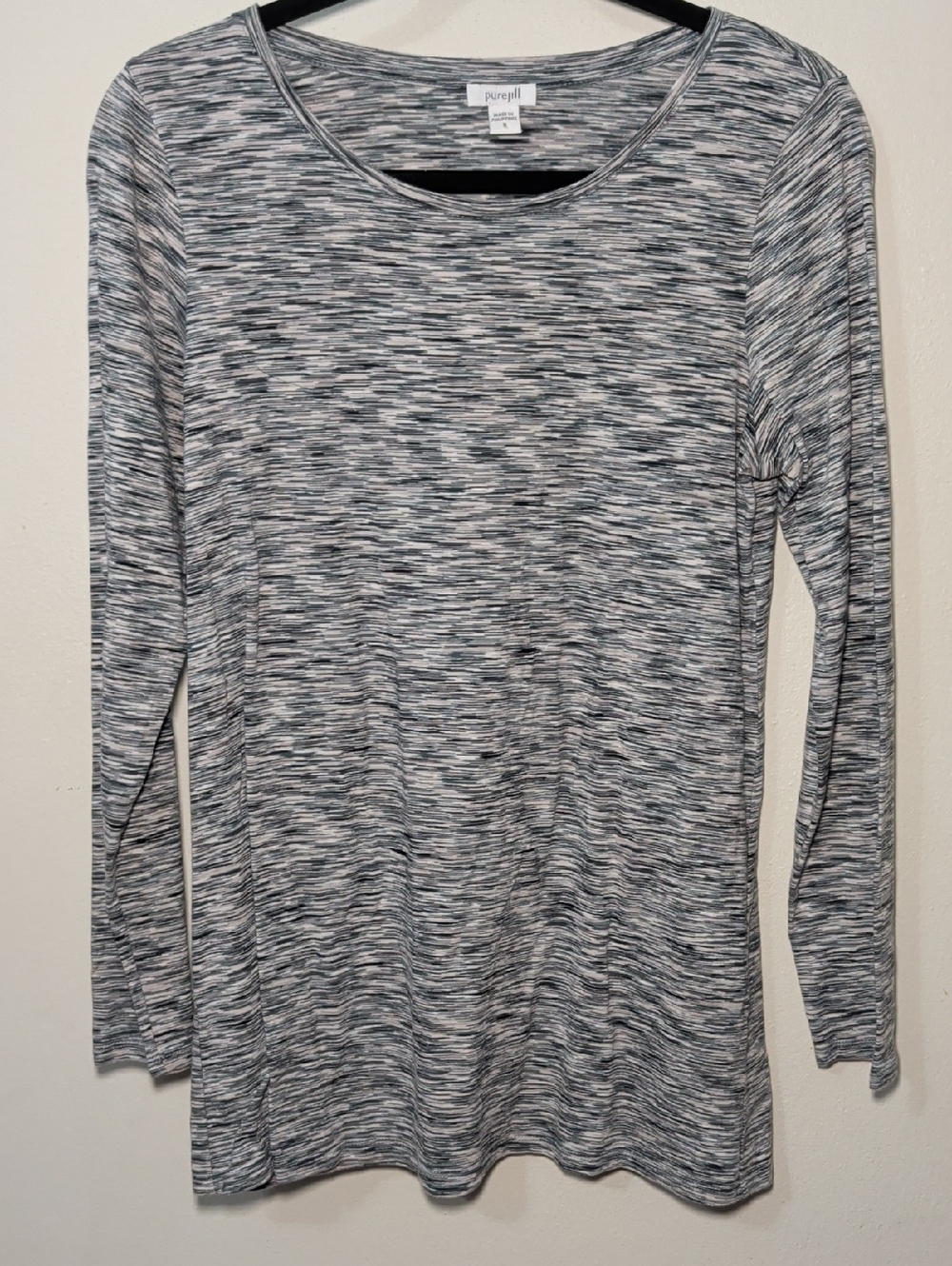 Pure Jill Long-Sleeve 100% Cotton Tunic Space-Dye Gray Long Sleeve Womens Size M